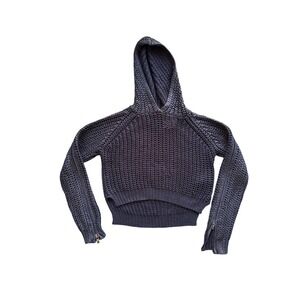 John John Black Chunky Knit Open Back Zipper Sleeve Sweater XS 11.11.3756